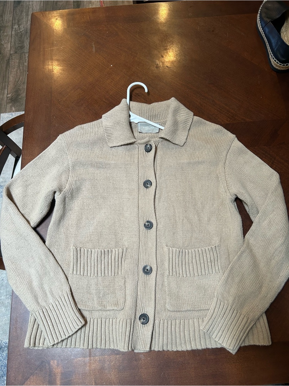 Everlane The Cotton Chore Sweater Jacket in Trench Coat Khaki